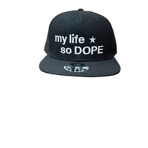 Black Snapback Hat with White Embroidery